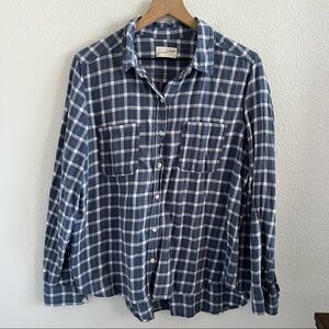 Universal Thread Blue Boyfriend Plaid Button Front Shirt Lightweight Shacket XL